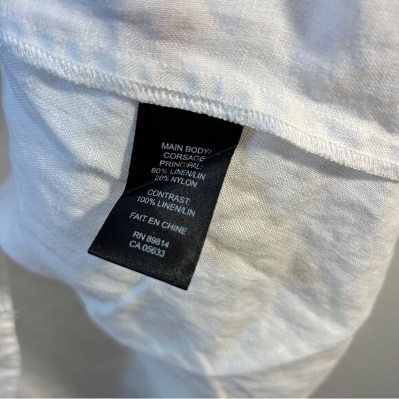 STELLA CARAKASI WOMANS BLOUSE small linen WHITE LAGONLOOK casual everyday tunic - Picture 5 of 11